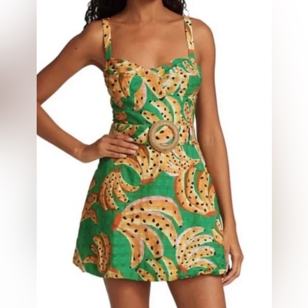 Farm Rio Green Bananas Mini Dress